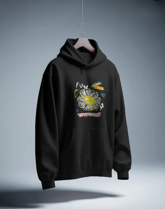 Unisex regular fit Funky Flower Graphic [Black Red Maroon Coral Hoodie]