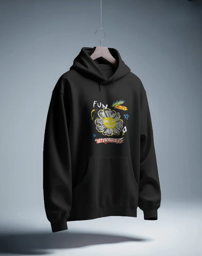 Unisex regular fit Funky Flower Graphic [Black Red Maroon Coral Hoodie]