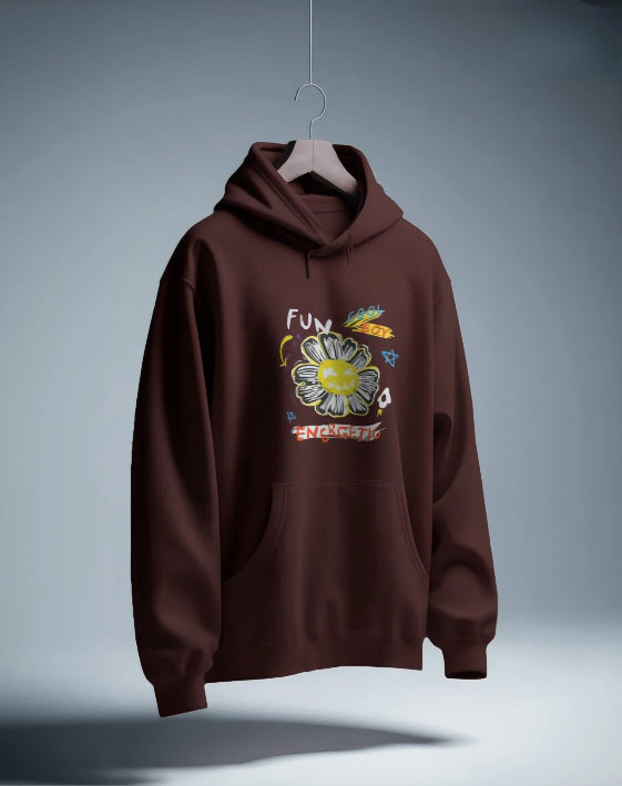 Unisex regular fit Funky Flower Graphic [Black Red Maroon Coral Hoodie]