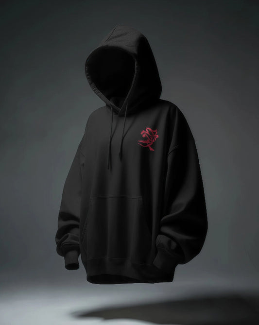 Unisex regular fit Samurai Cat & Sake Bottle [Black Hoodie]