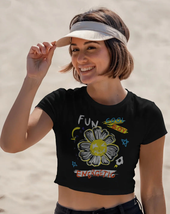 Funky Flower Graphic [Black Baby T-shirt]