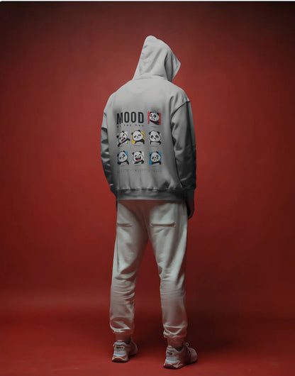 Unisex Cute Panda Mood [Grey Melange,Mustard Yellow,Lavender,Coral,Baby Blue Hoodie]