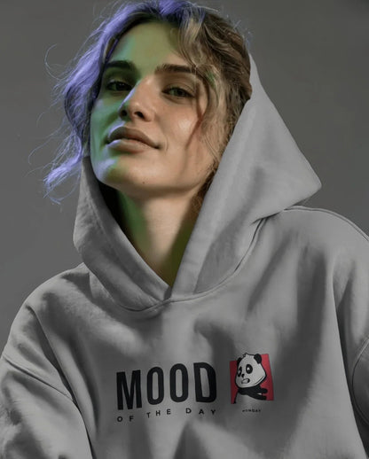 Unisex Cute Panda Mood [Grey Melange,Mustard Yellow,Lavender,Coral,Baby Blue Hoodie]
