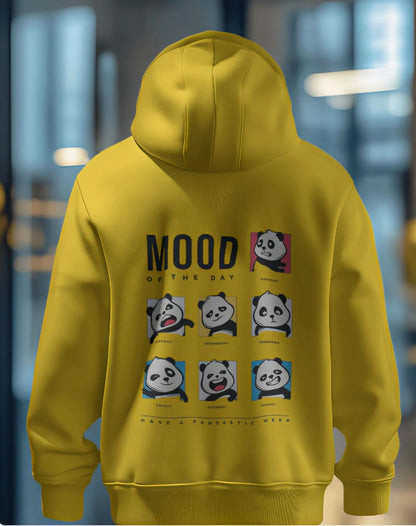 Unisex Cute Panda Mood [Grey Melange,Mustard Yellow,Lavender,Coral,Baby Blue Hoodie]