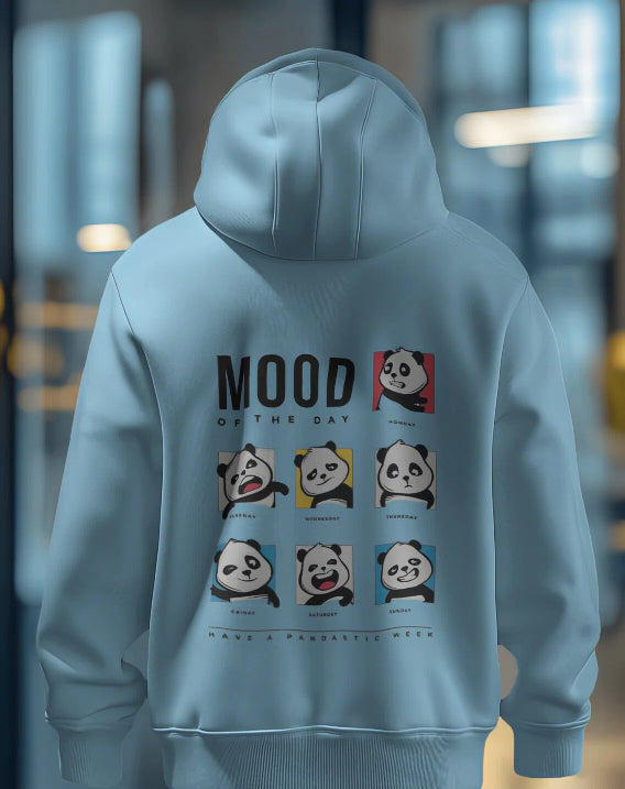 Unisex Cute Panda Mood [Grey Melange,Mustard Yellow,Lavender,Coral,Baby Blue Hoodie]