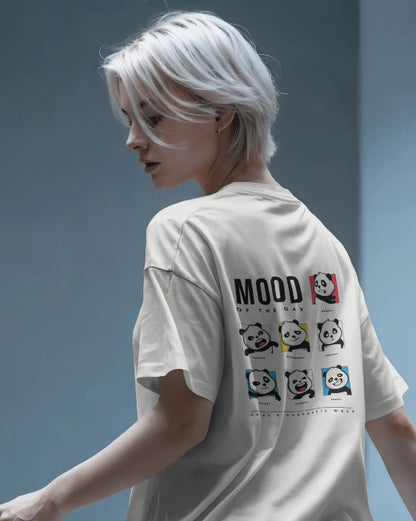 Unisex Regular Fit Cute Panda Mood [White,Lavander,Beige T-Shirt]