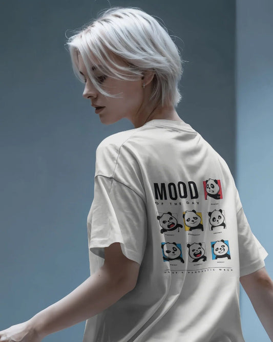 Unisex Regular Fit Cute Panda Mood [White,Lavander,Beige T-Shirt]