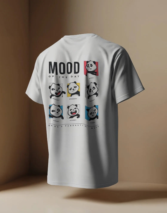 Unisex Regular Fit Cute Panda Mood [White,Lavander,Beige T-Shirt]
