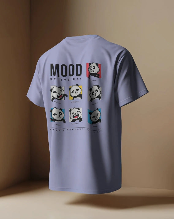 Unisex Regular Fit Cute Panda Mood [White,Lavander,Beige T-Shirt]