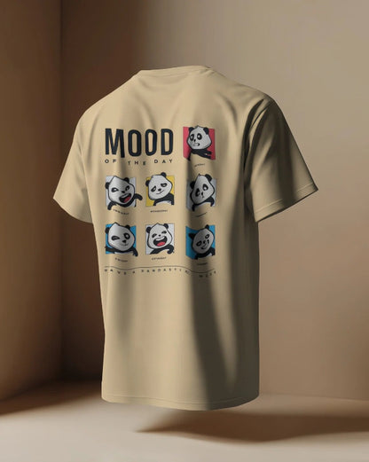 Unisex Regular Fit Cute Panda Mood [White,Lavander,Beige T-Shirt]