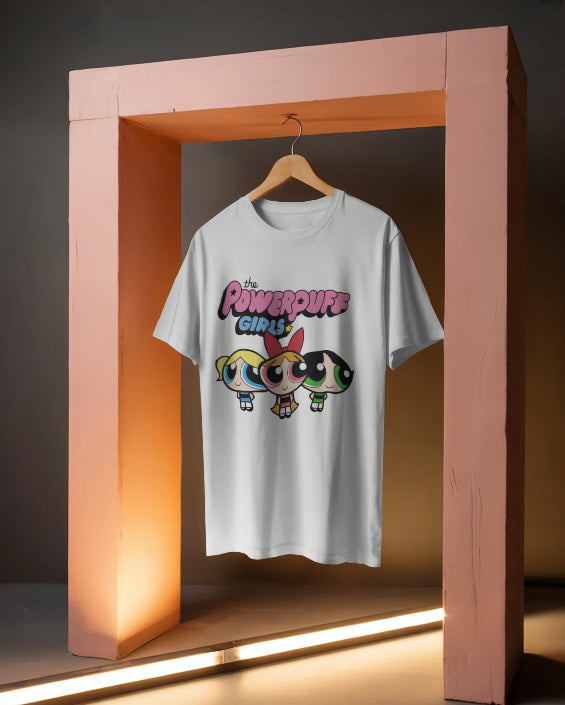 woman Oversized Classic Cute Powerpuff Girls [White,Coral,Greymelenge,Musterdyellow T-shirt]