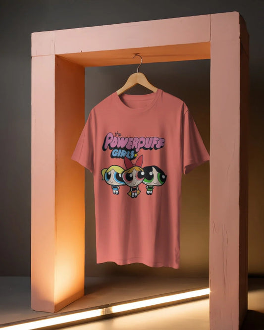 woman Oversized Classic Cute Powerpuff Girls [White,Coral,Greymelenge,Musterdyellow T-shirt]