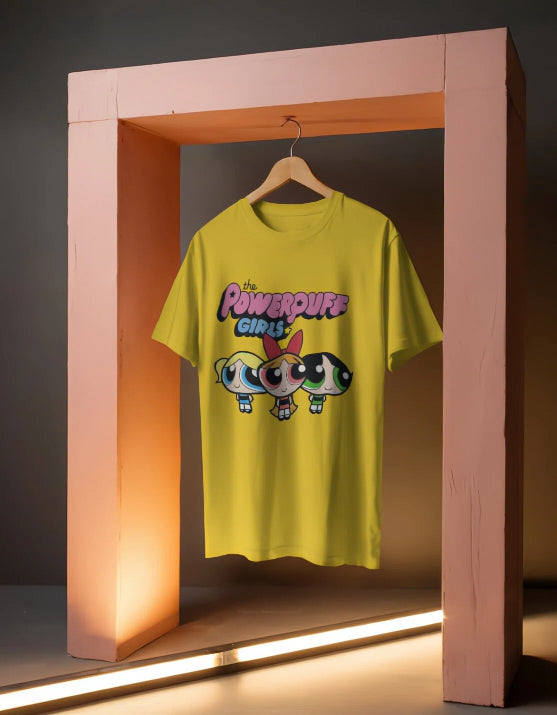 woman Oversized Classic Cute Powerpuff Girls [White,Coral,Greymelenge,Musterdyellow T-shirt]