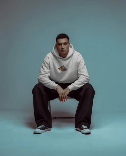 Unisex Regular Fit Melting Cube [Embroidered Gray Hoodie]