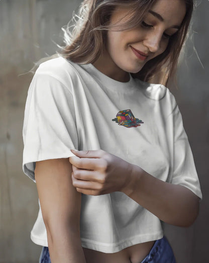 Melting Cube [Embroidered white/Babypink/Lavender Baby T-shirt]