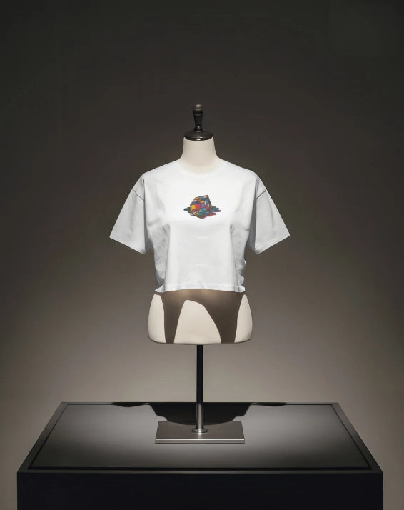 Melting Cube [Embroidered white/Babypink/Lavender Baby T-shirt]