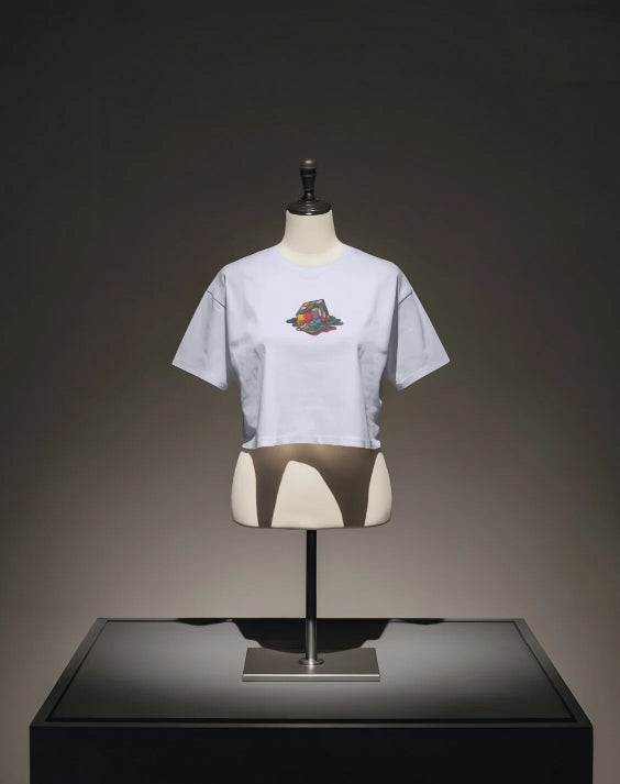 Melting Cube [Embroidered white/Babypink/Lavender Baby T-shirt]