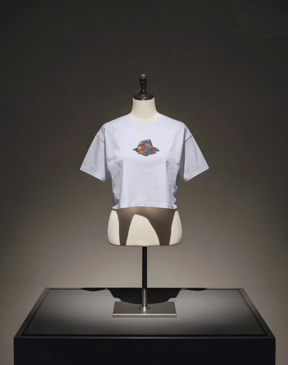 Melting Cube [Embroidered white/Babypink/Lavender Baby T-shirt]