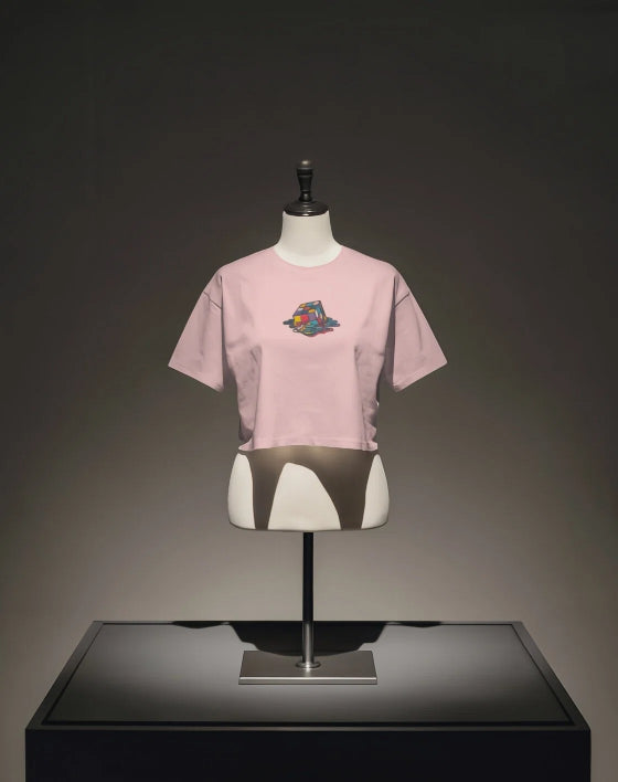 Melting Cube [Embroidered white/Babypink/Lavender Baby T-shirt]