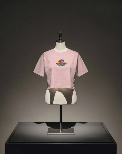 Melting Cube [Embroidered white/Babypink/Lavender Baby T-shirt]