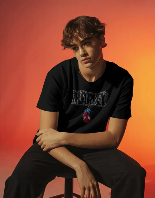 Unisex Oversized fit Marvel [Black T-Shirt]