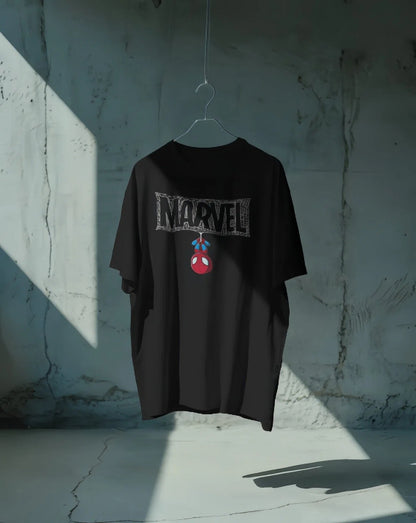 Unisex Oversized fit Marvel [Black T-Shirt]
