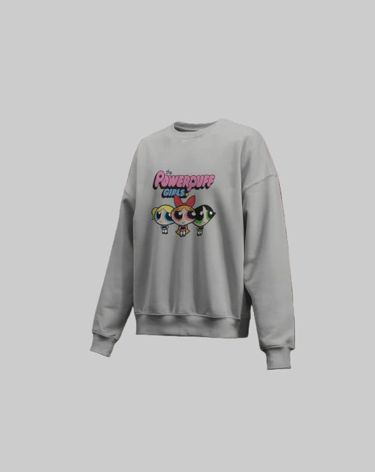 Woman regular fit  Classic Cute Powerpuff Girls [Gray Sweatshirt]