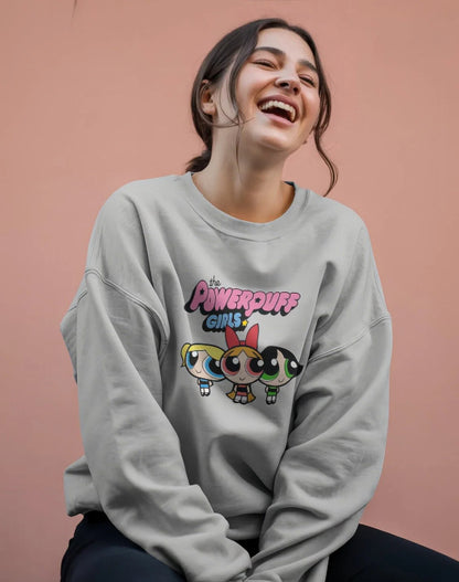 Woman regular fit  Classic Cute Powerpuff Girls [Gray Sweatshirt]